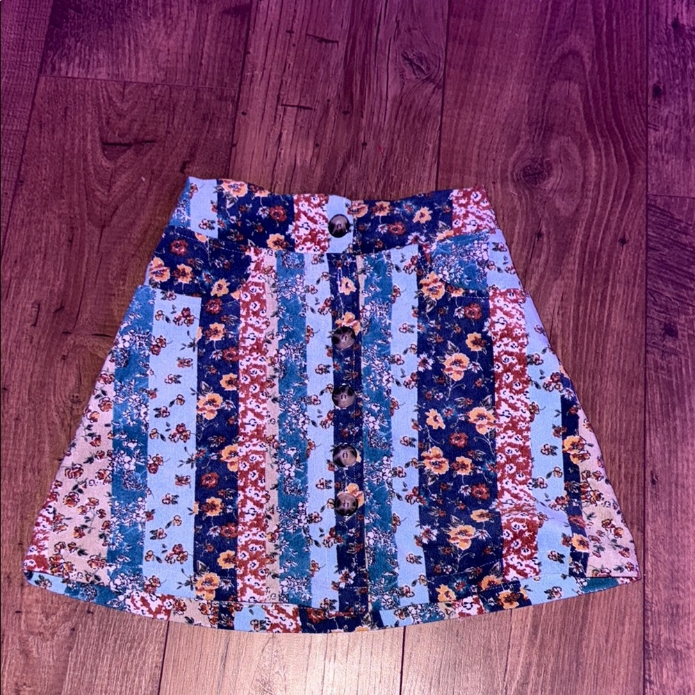 Amy Byer Blue Pleated A-Line Mini Skirt